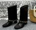 2025 Xiaoxiang New Product Flip Big Chain Thick Heel Trousers Boots Leather Short Boots High Heel Short Boots Fashion Boots Women's Boots_vogvips.com