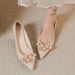 Foreign Trade Cross-Border Fashion Women's Top Quality Factory Wholesale Dropshipping Stylish French-Style Pearl Pointed Toe Chunky_vogvips.com