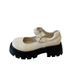 French Mary Jane One-pedal Women's Shoes Temperament Shoes Heightened Jk Shoes Round Head With Mary Jane Small Leather Shoes_vogvips.com
