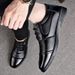 Men's Genuine PU Leather Oxford Shoes - Comfortable Slip-Resistant Business Casual Shoes For Office & Daily Wear_vogvips.com
