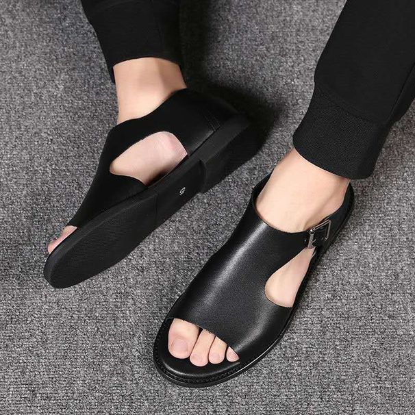 Men's Roman Sandals 2025 New Summer Open Toe Trendy Breathable Cowhide Casual Vietnamese Slippers Outdoor Beach Shoes_vogvips.com