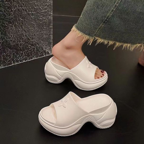Foreign Trade Cross Flower 9CM Thick Sole Sandals For Women Outdoor Fashion High Heel Summer Slip-On Cross-Border Trend_vogvips.com