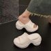 Foreign Trade Cross Flower 9CM Thick Sole Sandals For Women Outdoor Fashion High Heel Summer Slip-On Cross-Border Trend_vogvips.com
