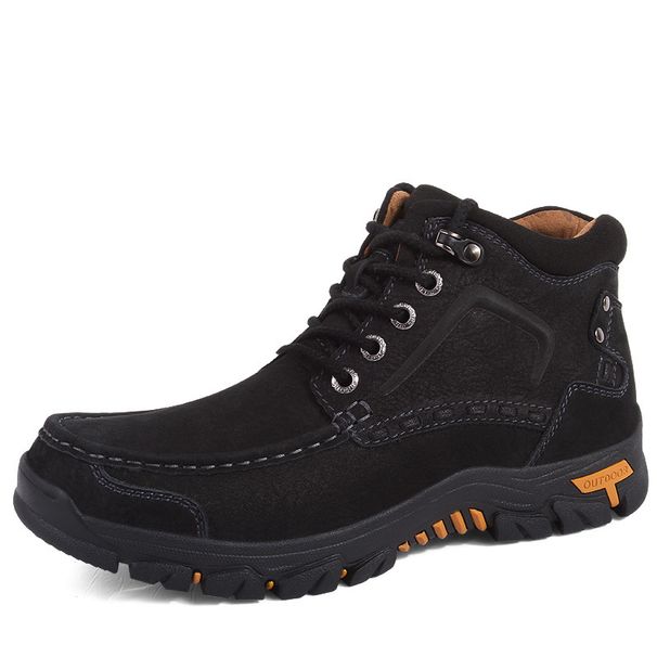 Fleece Warm Outdoor Casual Cotton Shoes Sports Hiking Shoes High-top Lace-up Thick-soled Non-slip Matte_vogvips.com