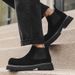 Martin Boots Men's Round Head Leather Boots Frosted Mid Help Chelsea Boots Dark Casual Men's Boots_vogvips.com