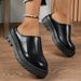 Women's plus Size Platform Slip on Sandals Wedge Heel Cross Border Style Autumn New 2025 Size 43 Comfortable Slip on Slippers for outside Occasions_vogvips.com