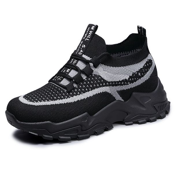 Women's Shoes Large Size Casual Shoes Flying Woven Breathable Single Shoes Thick Sole Heightening Shoes Dad Shoes_vogvips.com