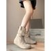 Sheepskin Version~Flat For Women Western Autumn Winter Slip-On Round Toe Slouch Slimming Short Boots_vogvips.com