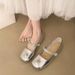 Pearl Word With Velcro Temperament Mary Jane Shoes Children Versatile Flat Heel Shallow Mouth Single Shoes_vogvips.com