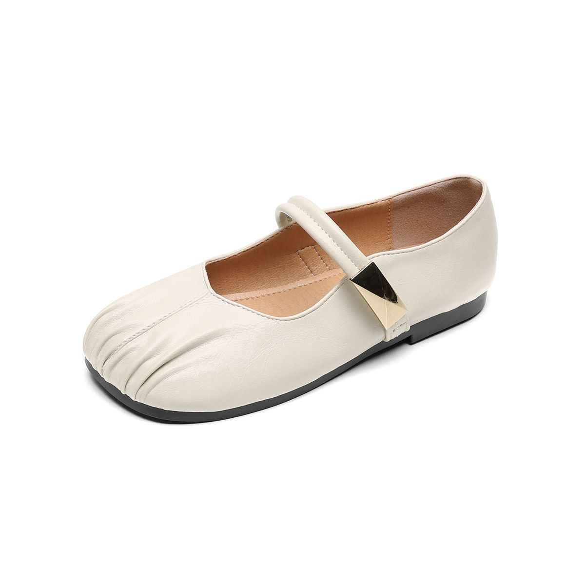 French Ballet Shallow Mouth Single Shoes Women's Pleated One-word Strap With Skirt Mary Jane Women's Shoes_vogvips.com