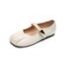 French Ballet Shallow Mouth Single Shoes Women's Pleated One-word Strap With Skirt Mary Jane Women's Shoes_vogvips.com