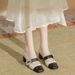 Xiaoxiangfeng Medium Thick Heeled Mary Jane 2025 New Color Blocked One Button High Heels Rhinestone Square Toe Spring_vogvips.com