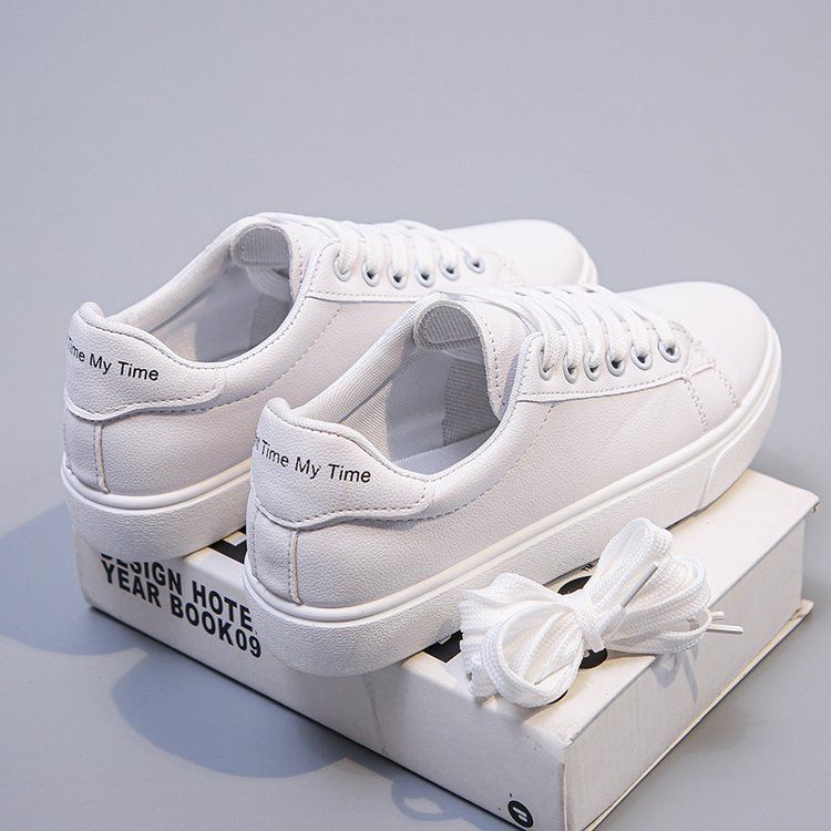 White Sneakers Female Students, Korean Style, Versatile For Spring And Autumn, Leather Flat Running Breathable Women's_vogvips.com