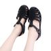 Summer Fashion Candy Color Closed-Toe For Women, Outdoor Plastic Flat With Hollow Out Buckle, Roman Beach Sandals_vogvips.com