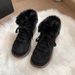 New Fashionable Warm Cotton Shoes For Women, Winter Fleece-Lined Thickened Round-Laced Snow Boots With Non-Slip_vogvips.com