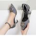 2025 Spring New French Floral High-heeled Small Incense Sandals, Women's Thick Heel Pointed Single Shoes Fashionable And Exquisite Versatile_vogvips.com