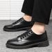 Spring And Summer Leather Low-top Casual Versatile Men's Black Work Waterproof Korean Style Business Shoes Men_vogvips.com