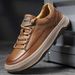Trendy Autumn New Genuine Leather Sports Casual Sneakers Men's Slanted Toe Comfortable Versatile Clown Shoes_vogvips.com