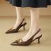 Cameido Women's High-heeled Shoes With Pointed Toes And Metal Square Buckles. These Are Thin-heeled Peep-back Sandals._vogvips.com