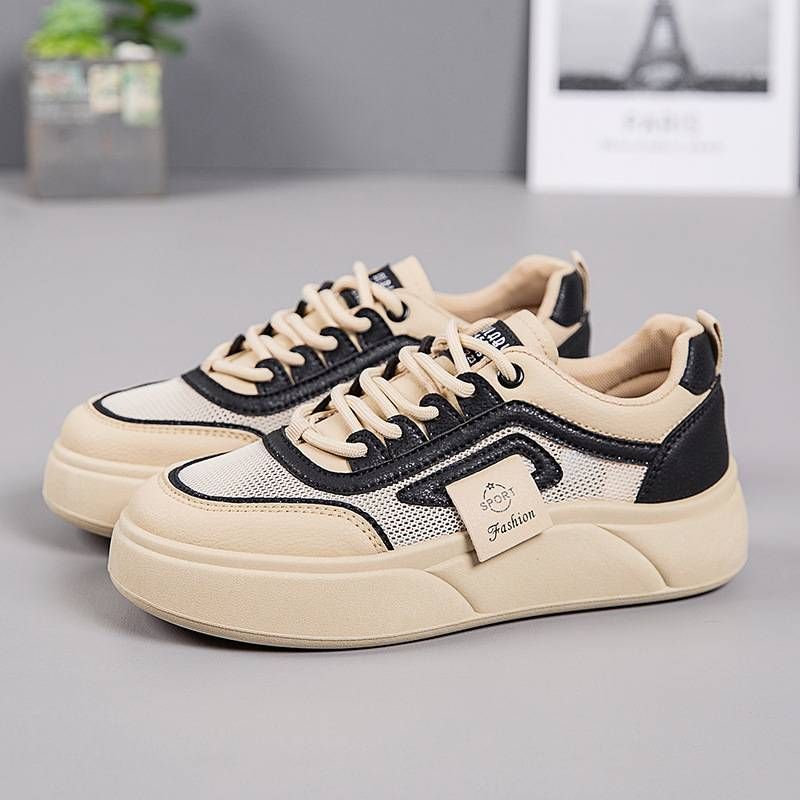 Thick-soled, Thin White Sneakers For Women 2025 Summer New Style Mesh, Breathable, Soft-soled Sports Shoes, Casual Board Shoes_vogvips.com