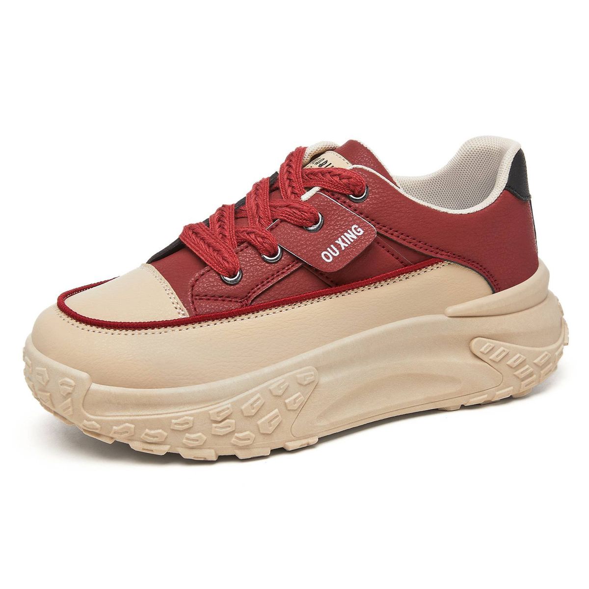 Autumn Fashionable All-match White Sneakers, Thick-soled Height-increasing Lace-up Casual Shoes, Internal Height-increasing Women's Shoes_vogvips.com