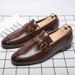 New Fashion Men's British Black Business Casual Loafer Shoes Daily Driving Office Leather Shoes One Foot Pedal Lazy Brown Banquet Dress Wedding Men's_vogvips.com