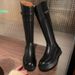 Su Yinyin~ Thick-Soled Buckle Over-the-Knee Autumn Winter New Round-Toe Color-Block High Tube Riding Boots For Women_vogvips.com