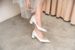 White Satin Maternity Friendly Wedding Shoes Rhinestone Embellished Chunky Heel Plus Size 42 43_vogvips.com