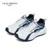 VICKI BROWN Men's Brown Color Block Leather Sneakers, Comfort Cushioned Non Slip Outdoor Casual Walking Shoes_vogvips.com