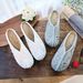 Slip Made Of Linen Fabric With Three-dimensional Relief Embroidery, Summer Women's Cloth Shoes For Wearing Cool_vogvips.com