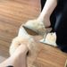Temperament Women's Shoes Winter New Shoes Autumn And Winter French Pointed Toe Fine Heel High Heels Velvet Half Slippers_vogvips.com