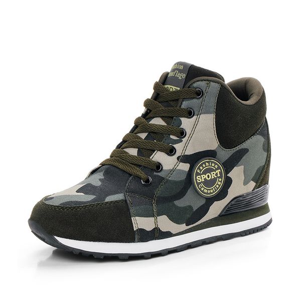 2026 New Women's Camouflage High Top Invisible Wedge Sports Shoes, Casual Lace Up Inner Height Increasing Training Shoes, Anti Slip Walking Shoes_vogvips.com
