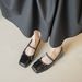 One-word Mary Jane Shoes French Flat-soled Shallow-mouth Single Shoes Women's Head Pleated Ballet Shoes_vogvips.com