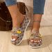 Women's plus Size Platform Slippers Lightweight Beach Sandals with Metal Buckle Embroidered Detail for Outdoor Wear_vogvips.com