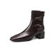 Square Toe Thick Heel Back Zipper Temperament Black Short Boots Women's French Versatile Commuting Bare Boots British Style Martin Boots_vogvips.com