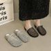 Knitted Toe-up Slippers For Women, New Summer Style In 2026, Thick Sole, Breathable And Cool._vogvips.com