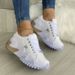 Sports And Leisure Women's Chunky Casual Shoes Increase Height Matching Color European And American Thick-soled Casual Lace-up Large Size_vogvips.com