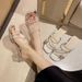 French-style Chunky Heel Slippers For Women, Summer Outdoor Wear, 2025 New Model, Fairy-style With Bow And Rhinestones,_vogvips.com