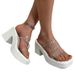 Fashion High-heeled Rhinestones Transparent Line With Slippers Women Large Size Waterproof Platform Platform Sandals Women_vogvips.com