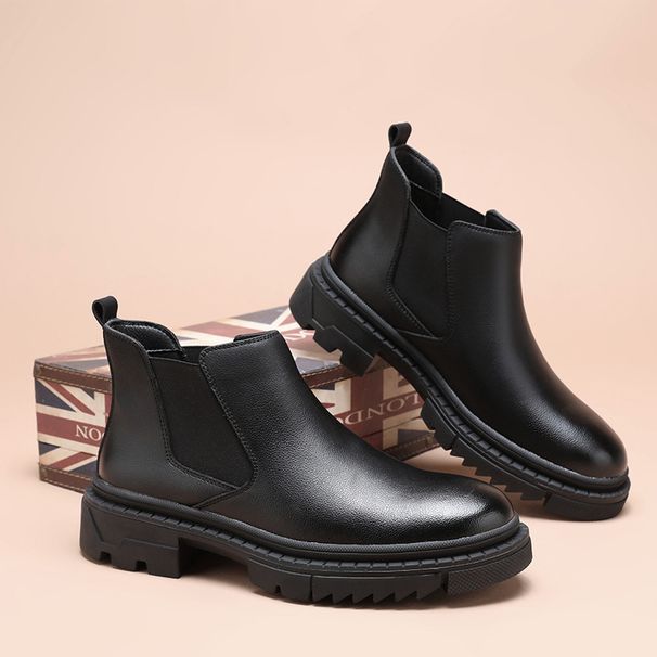 Chelsea Boots Men's Fleece Medium Help One Pedal Cigarette Boots Thick-soled Height Increasing Martin Boots Low-Top Boots_vogvips.com