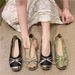 Color Matching Round Head Retro Bow Single Shoes National Style Light Mouth Soft Sole Ballet Shoes Flat Single Shoes Women_vogvips.com