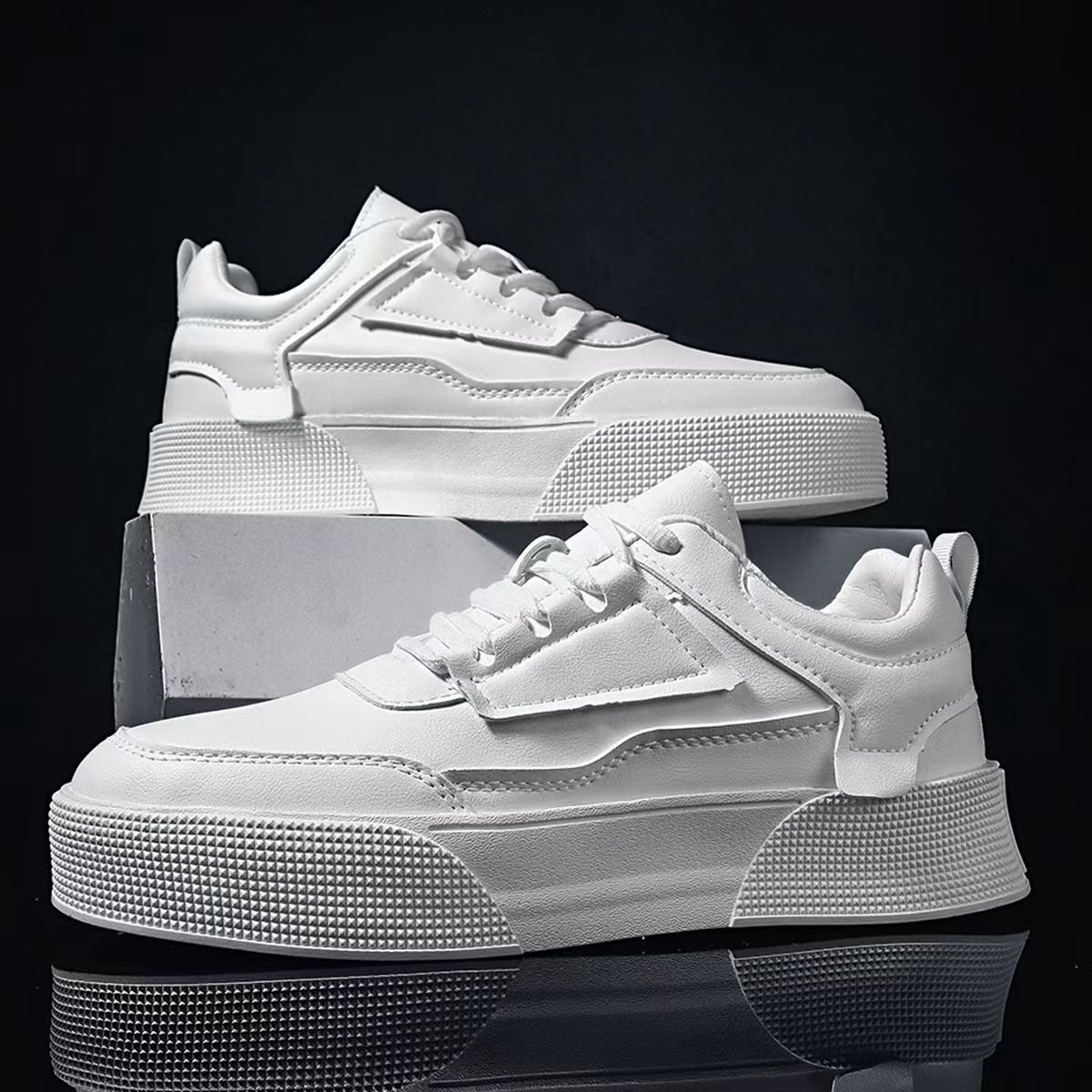 Men's Casual Sneakers With Thick Sole For Height Increase, Slip-Resistant & Breathable, Low-Top Round-Toe Shoes For Walking & Daily Wear_vogvips.com