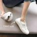 Women's Shoes Incredibly Comfortable Two Way Genuine Leather White Sneakers For Women, Spring/Summer Thin Style With Step Down Heel, Flat Casual Shoes_vogvips.com