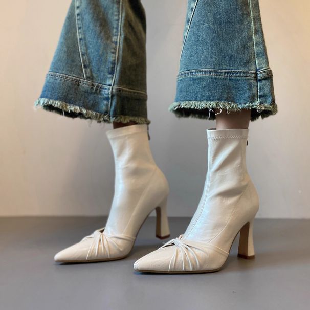 High Stretch Slim For Women, High-End Feel, Autumn And Winter Slimming Versatile Short Boots, Thin Heel Pointed Toe_vogvips.com