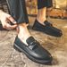 Euro Step Slip-On Martin Boots Height-Increasing Driving Small Leather Black Work Shoes Men's Loafers Versatile Breathable_vogvips.com