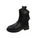 2023 Autumn Winter New British Style Thick-Soled Smooth Leather Short Boots With Back Zipper For Women_vogvips.com