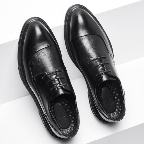 Men's Pointed Toe Leather Shoes British Style Lace Up Formal Wedding Dress Shoes Large Size_vogvips.com