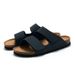 RUIZUSTOCK Ruizu Cork Trendy Student One Word Slippers Double Strap Men's Beach Shoes Matte Leather_vogvips.com