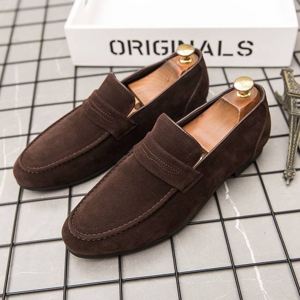 New Fashion Black Business Casual Loafers Daily Yellow Matte Office Men's Shoes One Foot Pedal Brown Banquet Dress Leather Shoes_vogvips.com