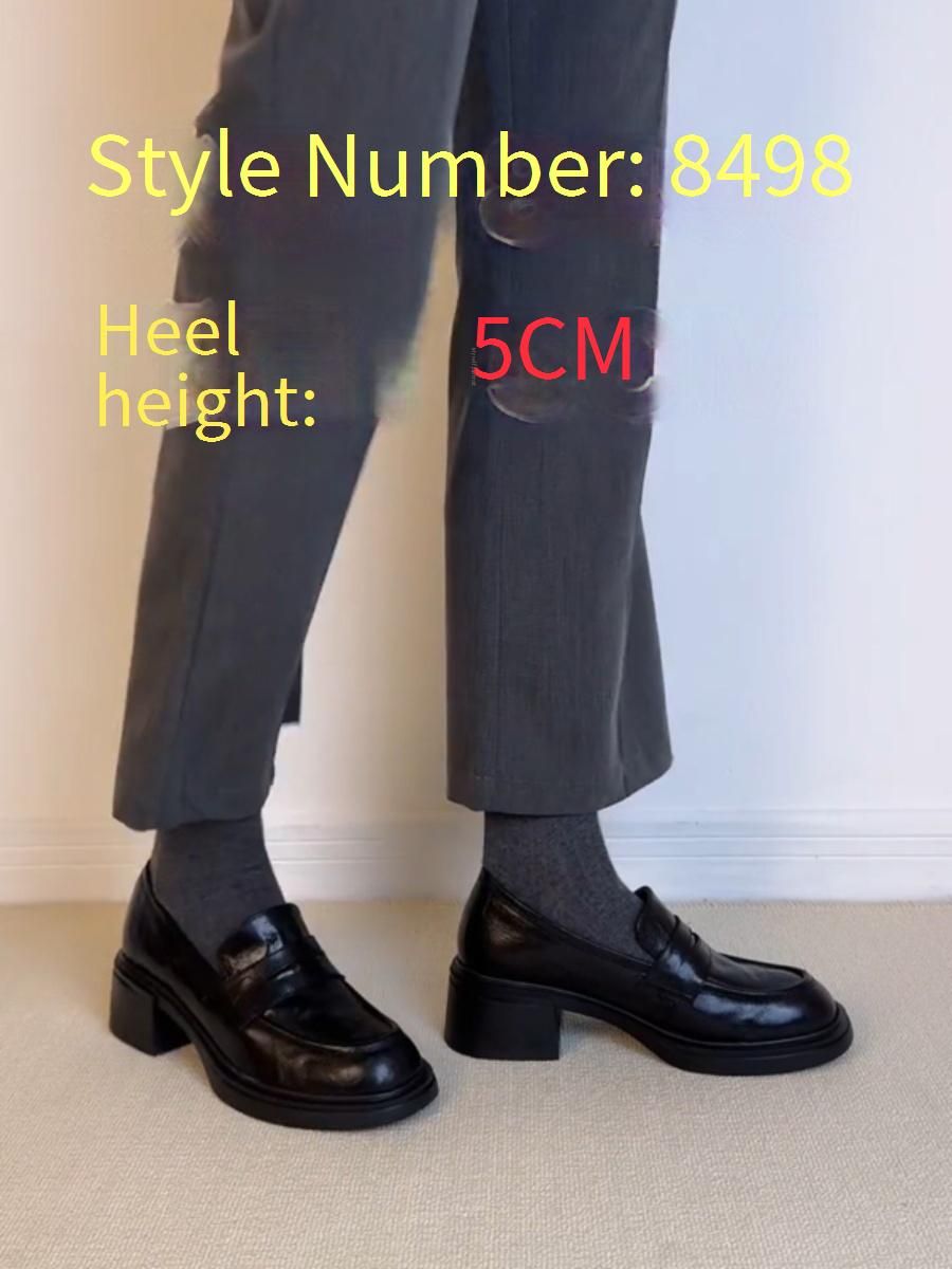 Women's Classic Loafers Slip-On Shoes - Comfortable High Heel (6-8cm) Round Toe With Soft Microfiber Lining - Elegant Black & Brown For Office_vogvips.com